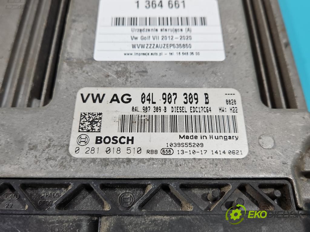 Vw Golf VII 2012-2020 1.6 tdi 105 hp automatic 77 kW 1598 cm3 5- řídící jednotka motoru 04L907309B