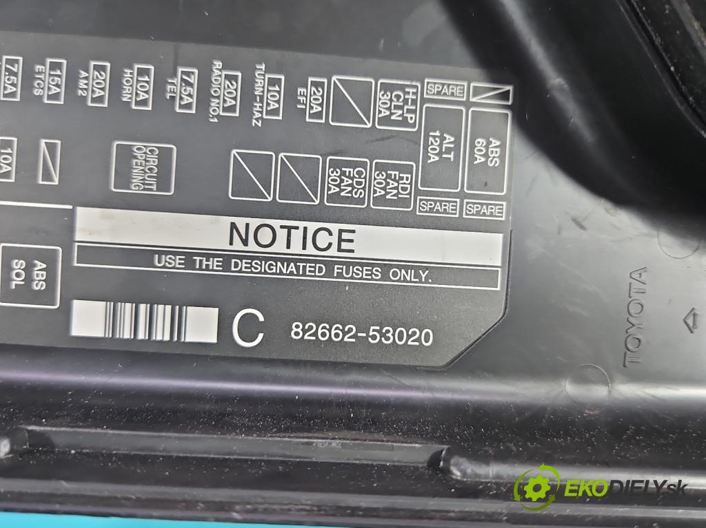 Lexus IS I 1998-2005 2.0 16V 155 hp manual 114 kW 1988 cm3 4- skříňka pojistková 82662-53020 (Pojistkové skříňky)