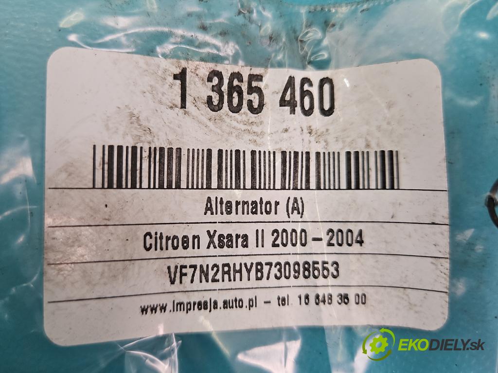 Citroen Xsara II 2000-2004 2.0 hdi 90 HP manual 66 kW 1997 cm3 5- Alternator 0124615002 (Alternátory)