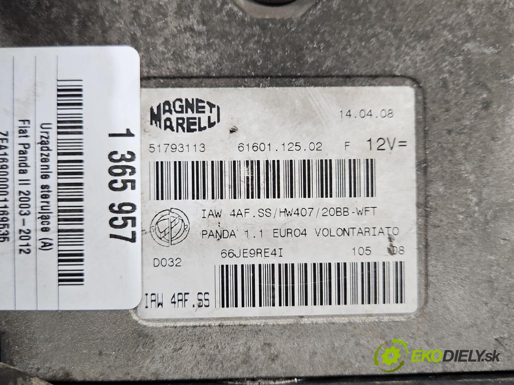 Fiat Panda II 2003-2012 1.1 54 hp manual 40 kW 1108 cm3 5- řídící jednotka motoru 51793113