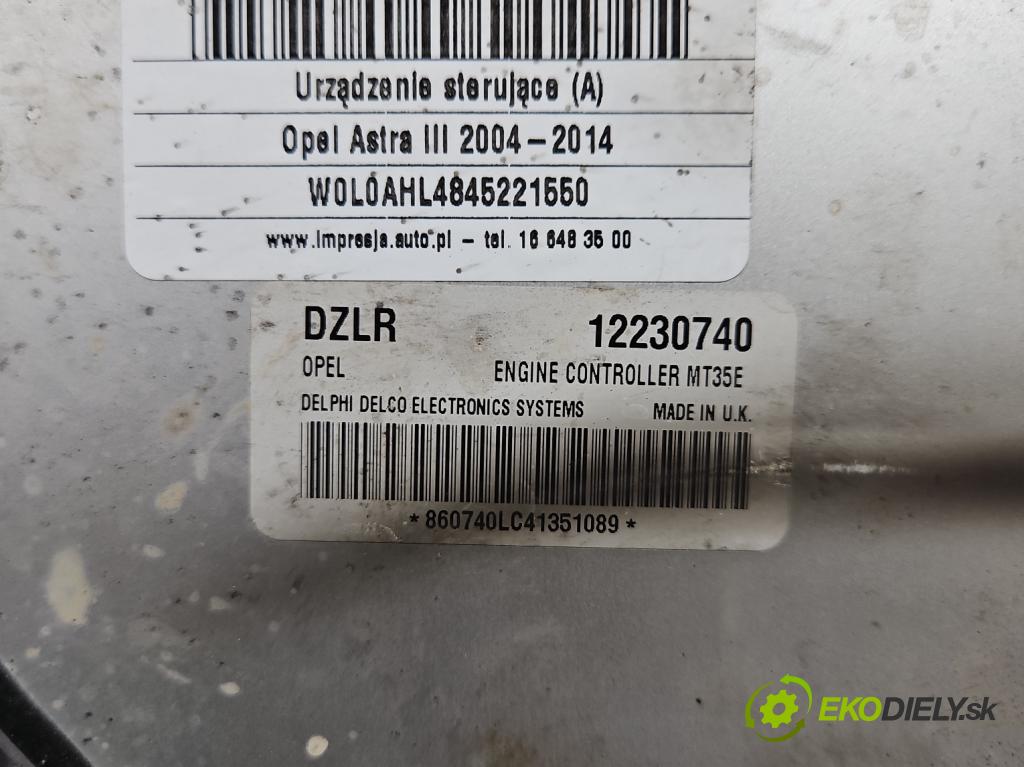 Opel Astra III 2004-2014 1.6 16V 105 hp manual 77 kW 1598 cm3 5- řídící jednotka motoru 12230740