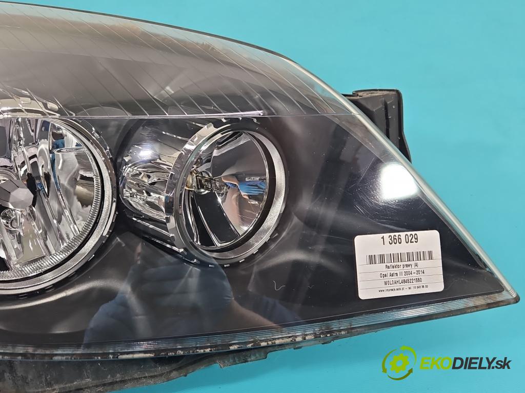 Opel Astra III 2004-2014 1.6 16V 105 HP manual 77 kW 1598 cm3 5- Reflektor: pravý  (Pravé)