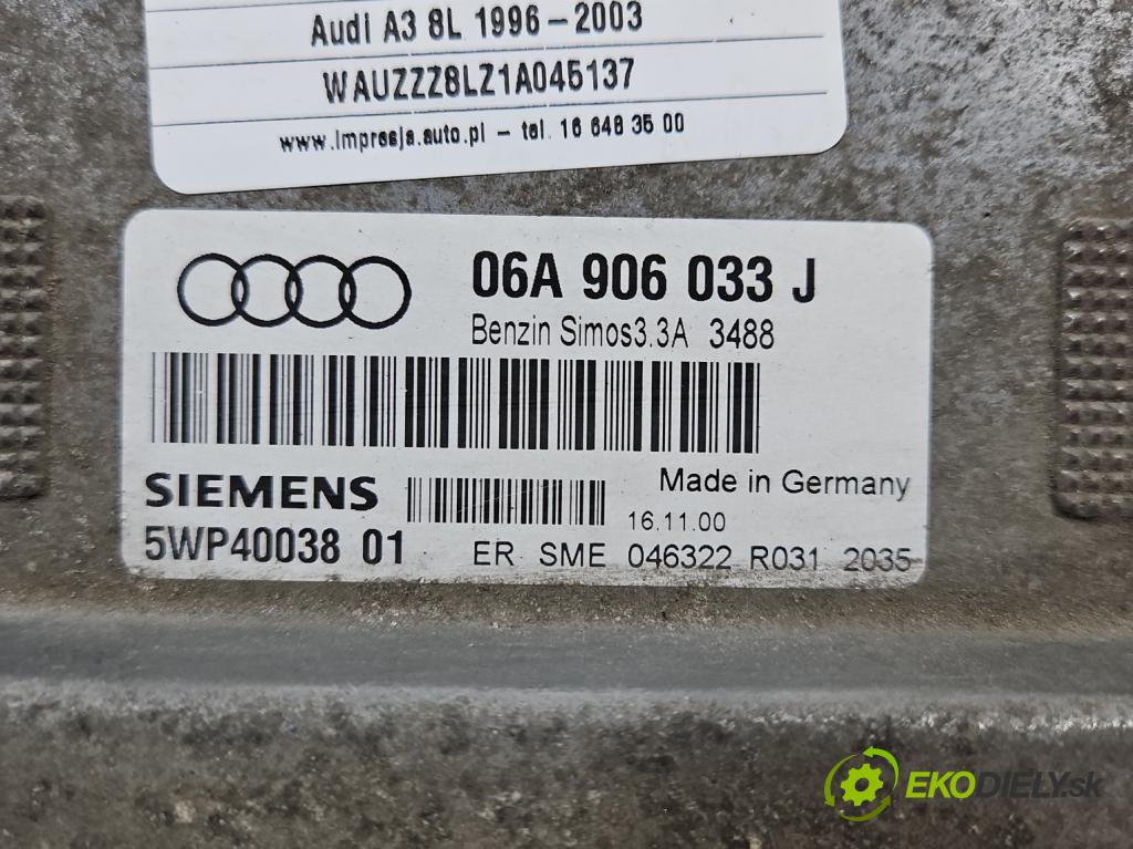 Audi A3 8L 1996-2003 1.6 SR 102 hp manual 75 kW 1595 cm3 3- řídící jednotka motoru 06A906033J