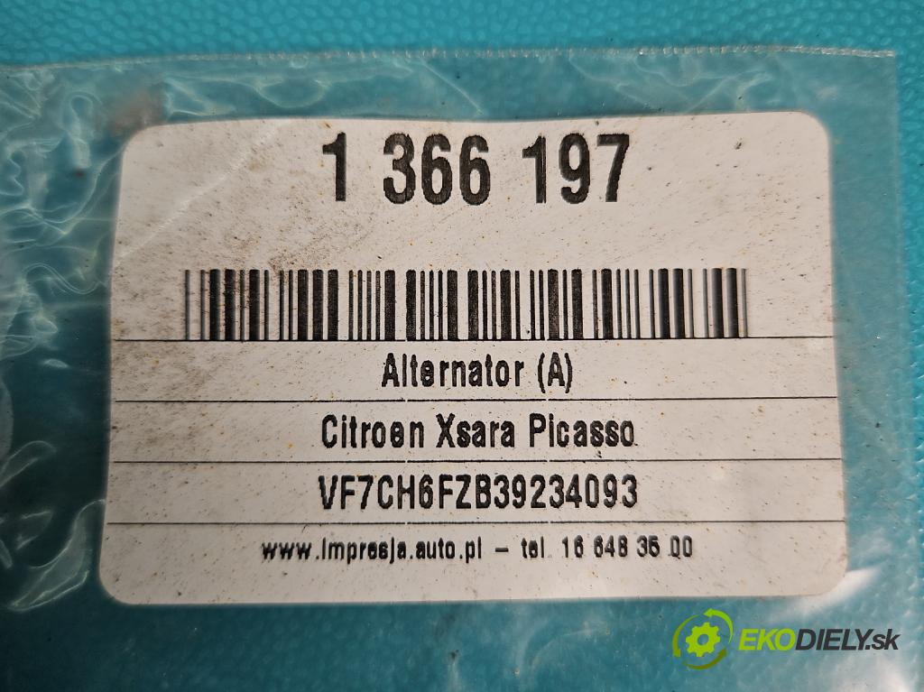 Citroen Xsara Picasso 1,8.0 16V 116 HP manual 85 kW 1749 cm3 5- Alternator 9642880180 (Alternátory)