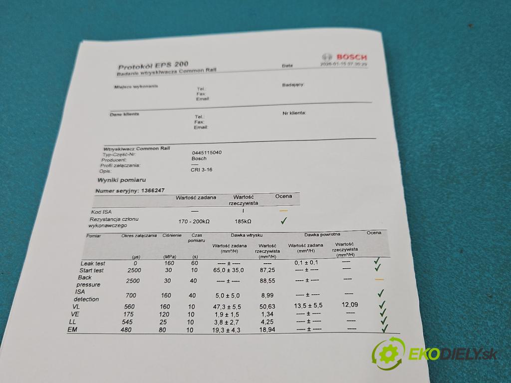Bmw X5 E70 2006-2013 3.0d 235 hp automatic 173 kW 2993 cm3 5- vstřikovač 0445115048 (Vstřikovač paliva)