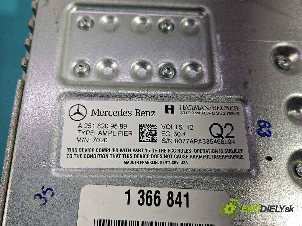 Mercedes R W251 2005-2013 3.5 V6 272 HP automatic 200 kW 3498 cm3 5- Zesilovač: A2518209589 (Zosilňovače)