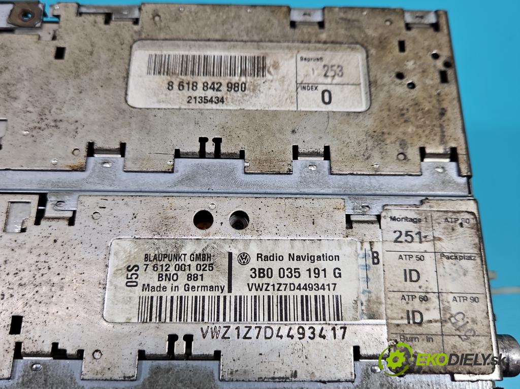 Vw Passat B5 1995-2005 1.8 20V 125 HP manual 92 kW 1781 cm3 4- Radio originál 3B0035191G