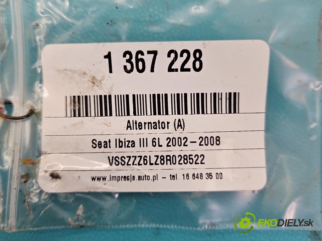Seat Ibiza III 6L 2002-2008 1.4 tdi 69KM manual 51 kW 1422 cm3 5- Alternator 0124325012 (Alternátory)