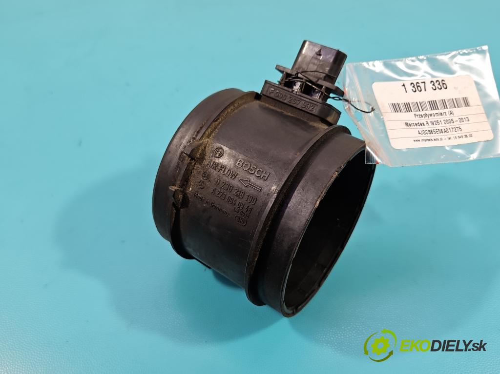 Mercedes R W251 2005-2013 3.5 V6 272 HP automatic 200 kW 3498 cm3 5- průtokoměr: 0280218190 (Váhy vzduchu)