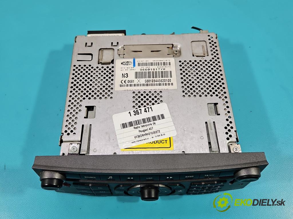 Peugeot 407 2.0 hdi 136 HP manual 100 kW 1997 cm3 4- Radio originál 96601817YW