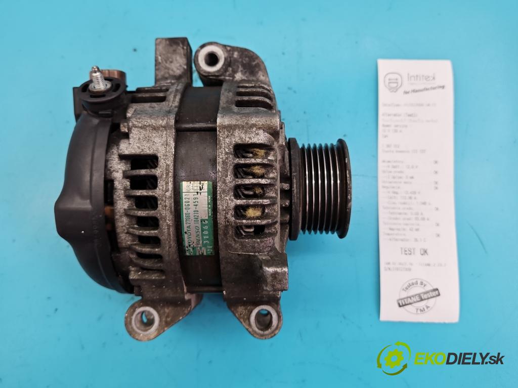 Toyota Avensis III T27 2009-2018 2.0 D4D 126 hp manual 93 kW 1998 cm3 5- Alternator 27060-0G021 (Alternátory)