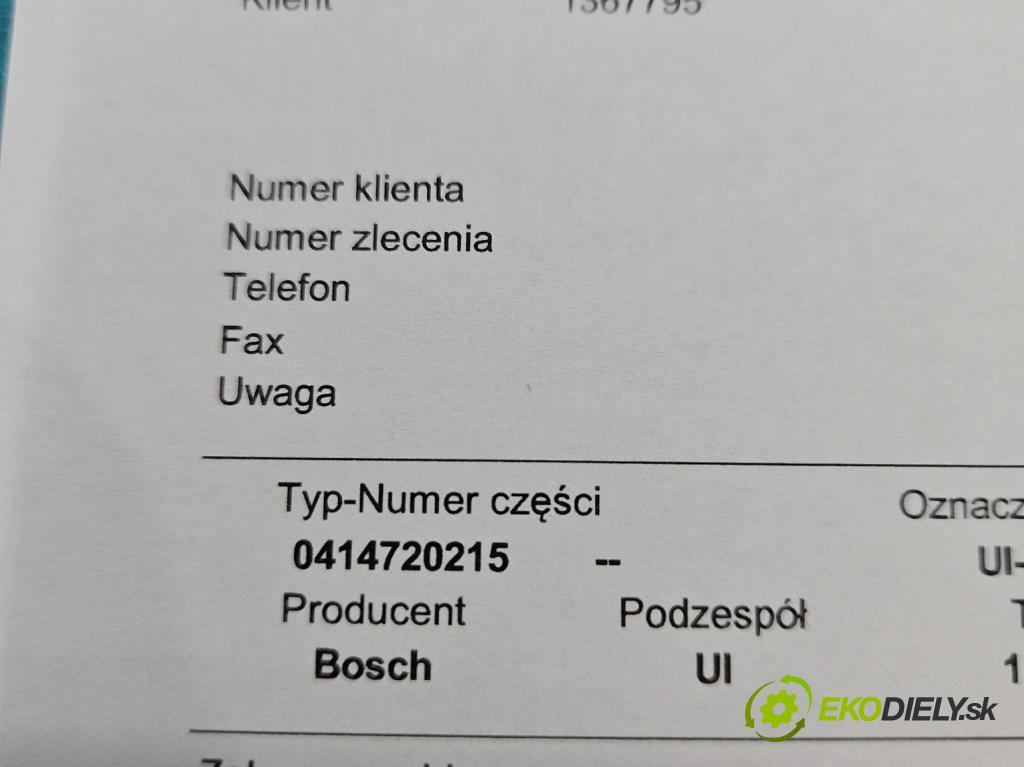 Skoda Octavia II 2004-2013 1.9 tdi 105 HP automatic 77 kW 1896 cm3 5- vstrekovacie čerpadlo 0414720215 (Vstrekovač paliva)