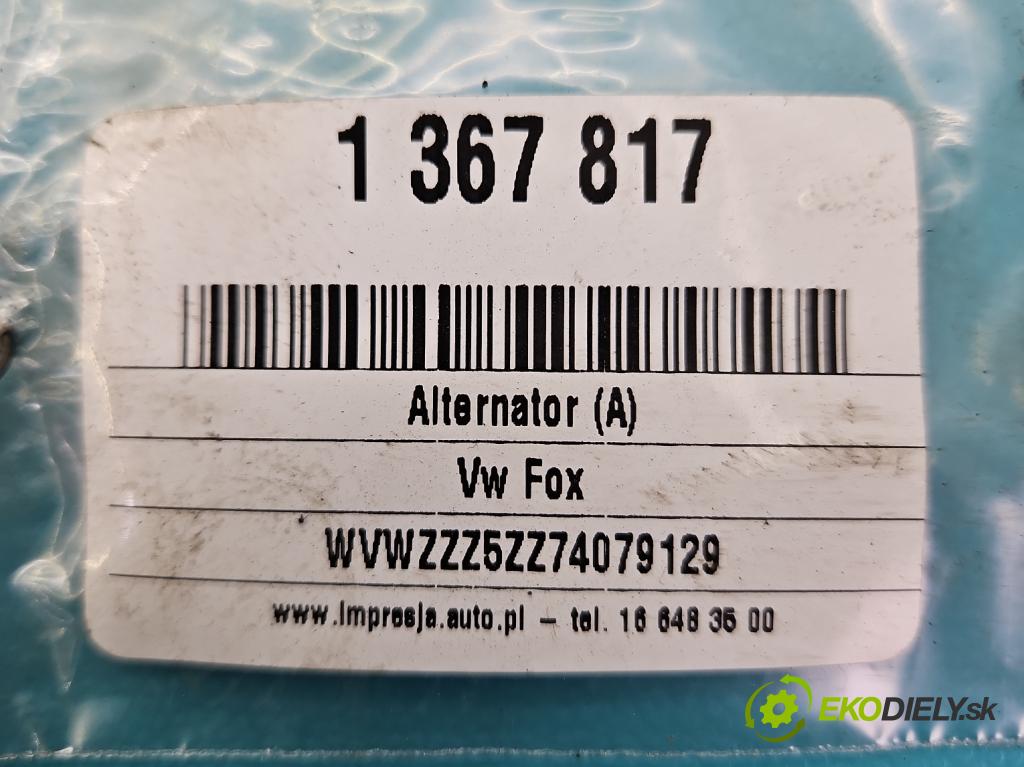 Vw Fox 1.4 tdi 69KM manual 51 kW 1422 cm3 3- Alternator 045903023C (Alternátory)