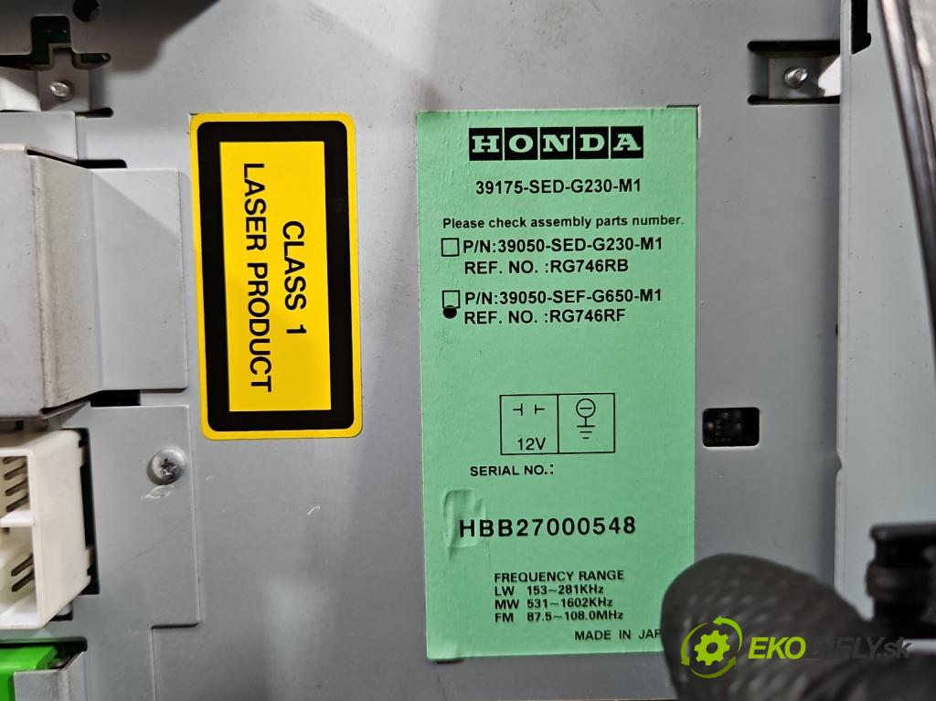 Honda Accord VII 2002-2008 2.2 i-CTDi 140 HP manual 103 kW 2204 cm3 5- Radio originál 39175-SED-G230-M1