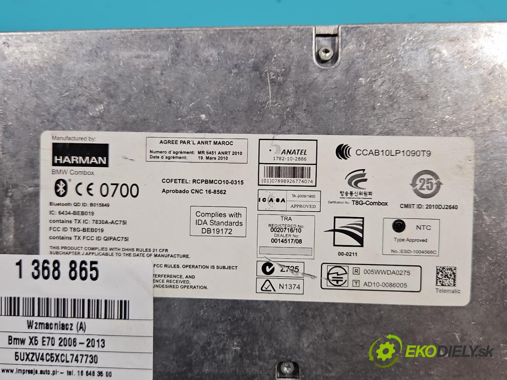 Bmw X5 E70 2006-2013 3.0 T 306KM automatic 225 kW 2979 cm3 5- Zesilovač: 9257163 (Zosilňovače)