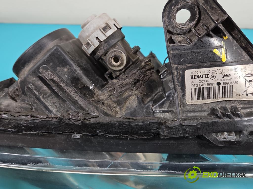 Renault Laguna III 2007-2015 2.0 dci 178HP: manual 131 kW 1995 cm3 5- Reflektor: pravý 260100034R (Pravé)