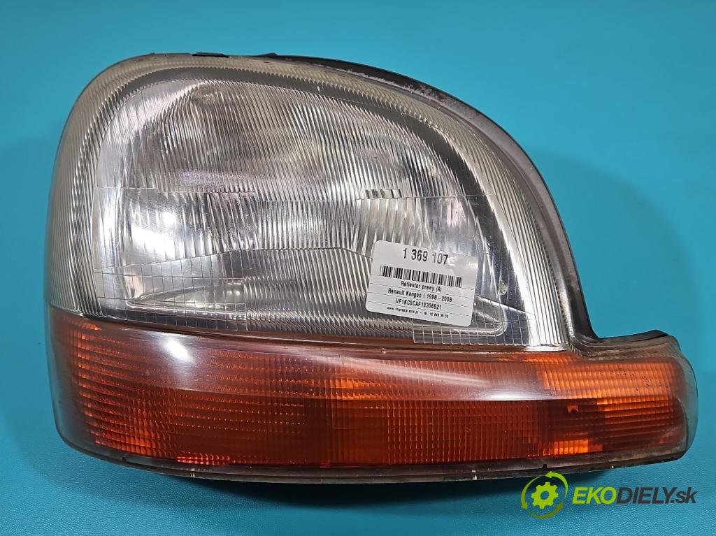 Renault Kangoo I 1998-2008 1.4 8V 75 HP manual 55 kW 1390 cm3 5- Reflektor: pravý  (Pravé)