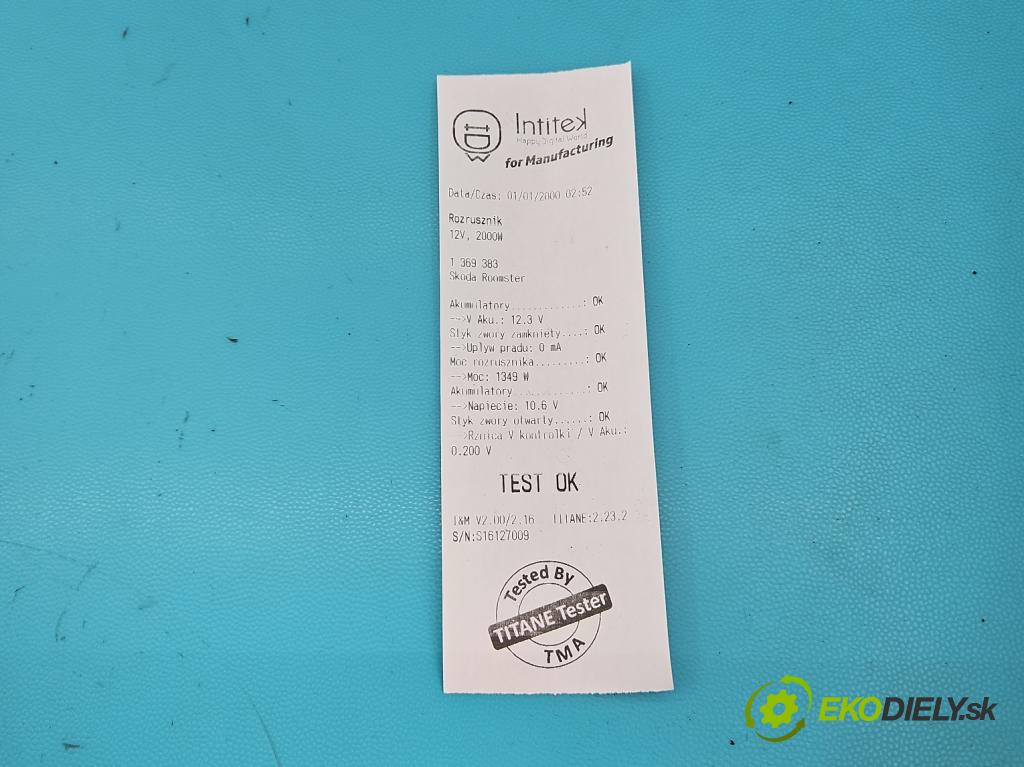 Skoda Roomster 1.4 tdi 69KM manual 51 kW 1422 cm3 5- štartér S0140 (Štartéry)