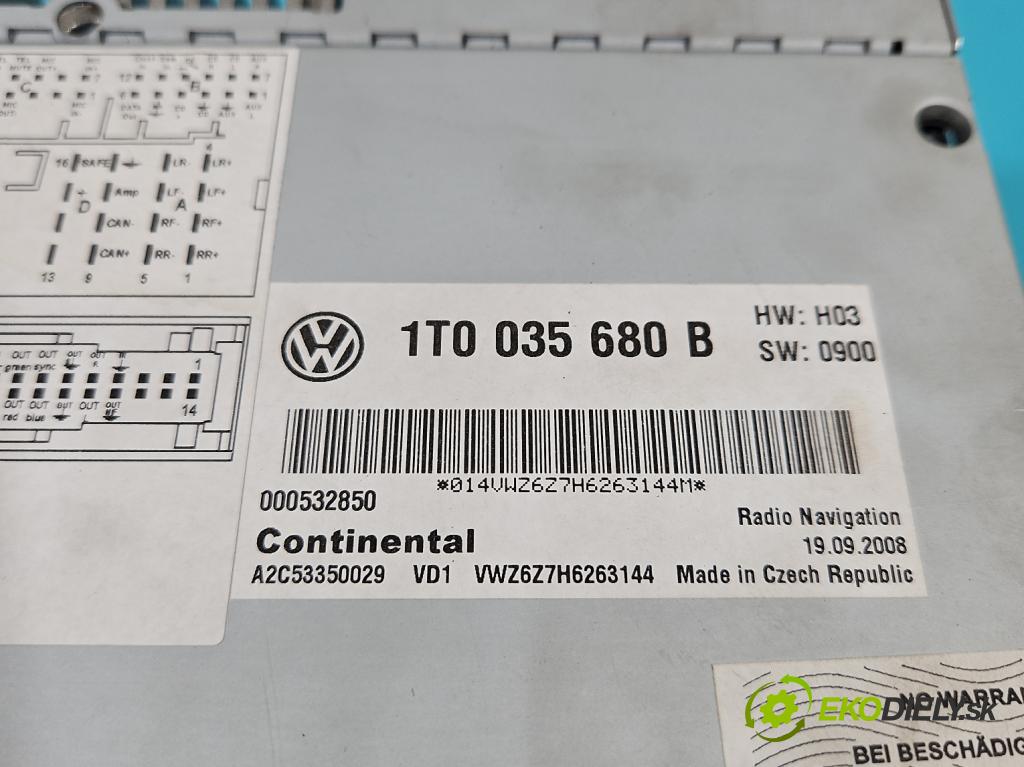 Vw Passat CC 2008-2016 2.0 tdi 170 HP automatic 125 kW 1968 cm3 4- Radio originál 1T0035680B