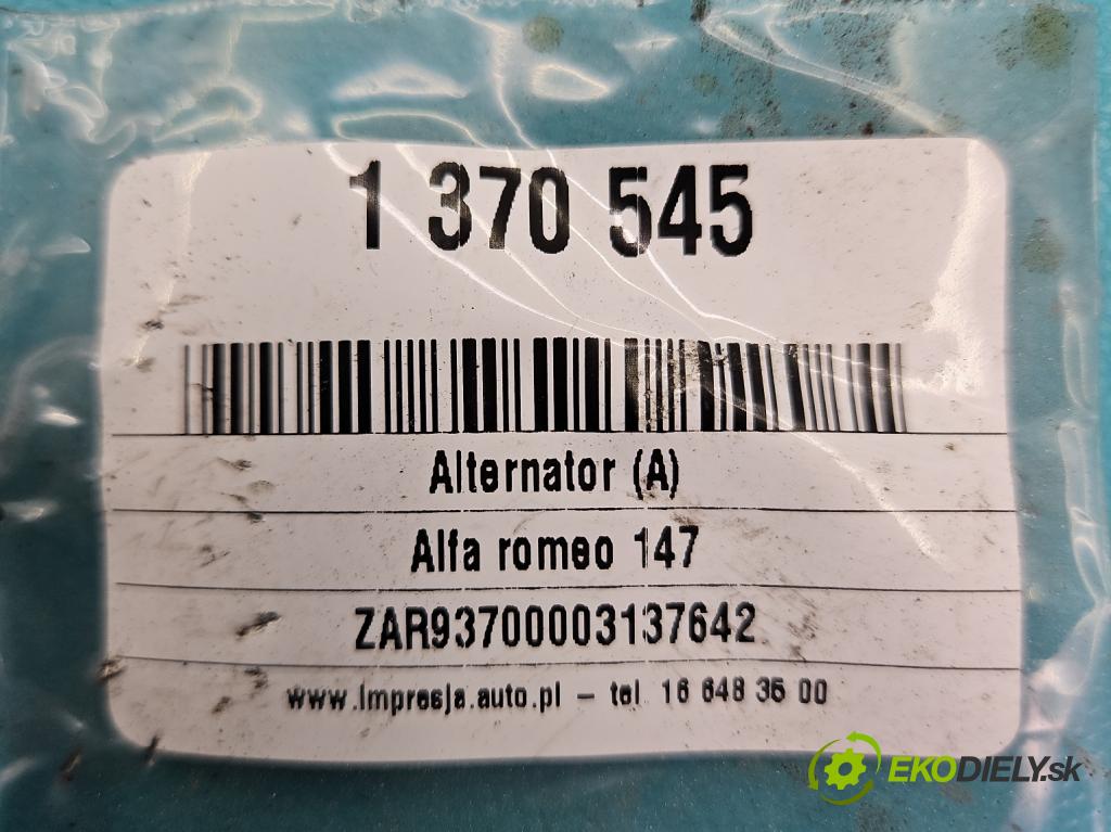 Alfa romeo 147 1.9 jtd 116 hp manual 85 kW 1910 cm3 5- Alternator 46782213 (Alternátory)