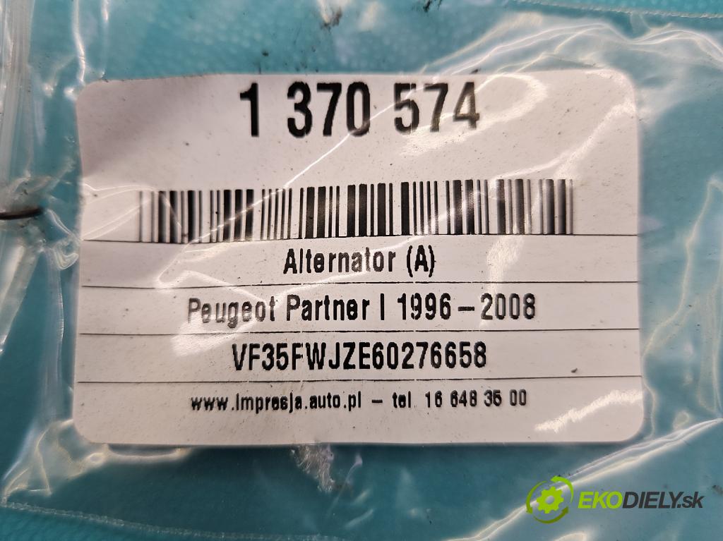 Peugeot Partner I 1996-2008 1.9d 69KM manual 51 kW 1868 cm3 5- Alternator 9644529680 (Alternátory)