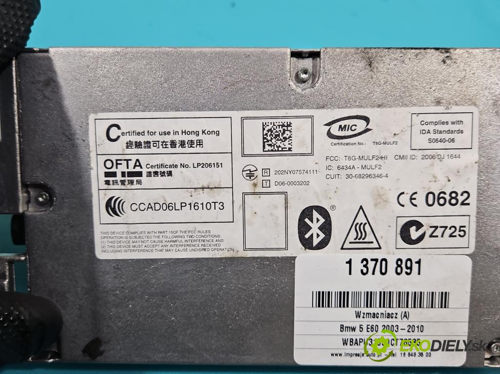 Bmw 5 E60 2003-2010 2.5 R6 N53: 190 HP automatic 140 kW 2497 cm3 5- Zesilovač: 9187625 (Zosilňovače)