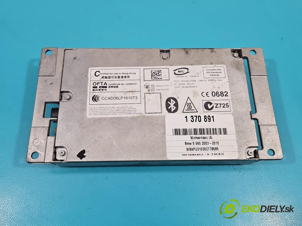 Bmw 5 E60 2003-2010 2.5 R6 N53: 190 HP automatic 140 kW 2497 cm3 5- Zesilovač: 9187625 (Zosilňovače)