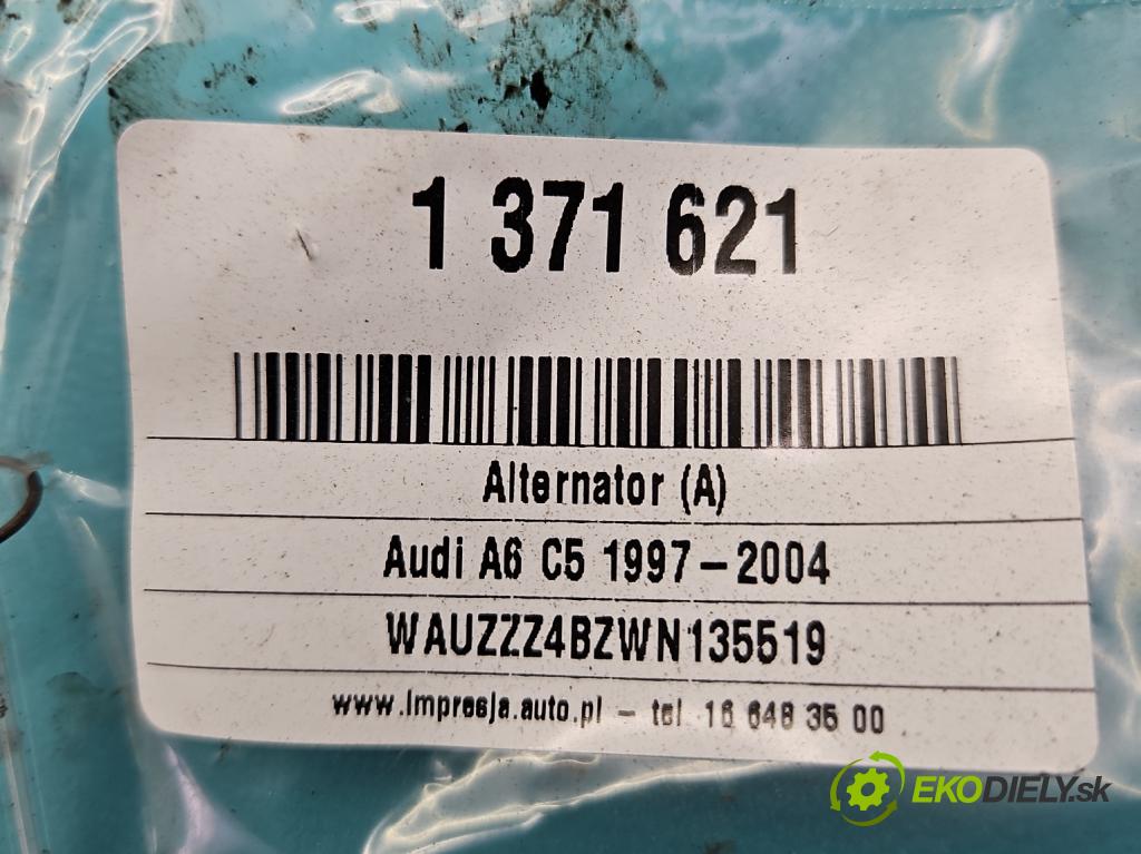 Audi A6 C5 1997-2004 2.4 V6 165 hp automatic 121 kW 2393 cm3 4- Alternator 078903015F (Alternátory)