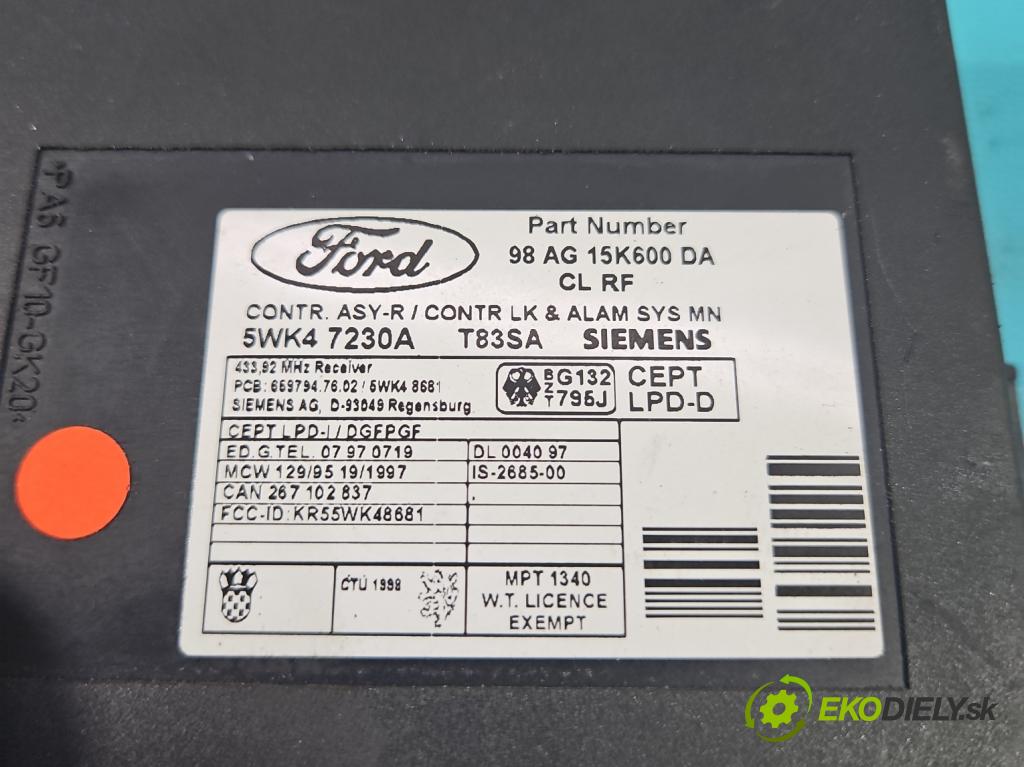 Ford Focus Mk1 1998-2004 1.6 16V 101 hp manual 74 kW 1596 cm3 5- řídící jednotka motoru 98AB-12A650-CDF