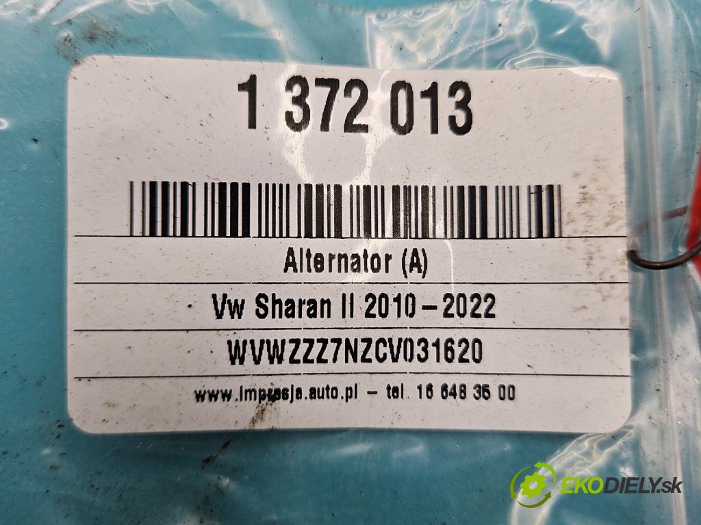 Vw Sharan II 2010-2022 2.0 tdi 170 hp automatic 125 kW 1968 cm3 5- Alternator 03L903024FX (Alternátory)