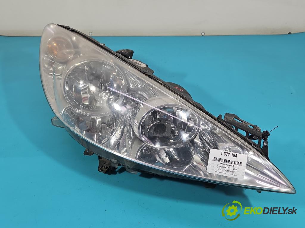 Peugeot 308 I 2007-2013 1.6 16V 120 HP manual 88 kW 1598 cm3 5- Reflektor: pravý 9656162480 (Pravé)