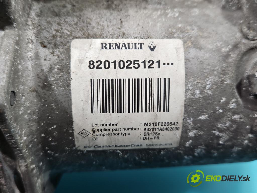 Renault Fluence 1.6 16V 110 hp manual 81 kW 1598 cm3 4- Kompresor: klíma 8201025121 (Kompresory)