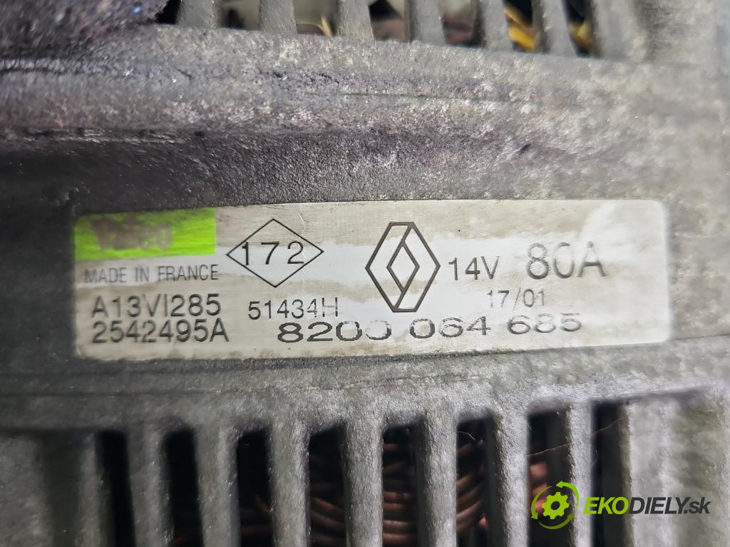 Renault Megane I 1995-2003 1.9 dci 102 hp manual 75 kW 1870 cm3 5- Alternator 8200064685 (Alternátory)