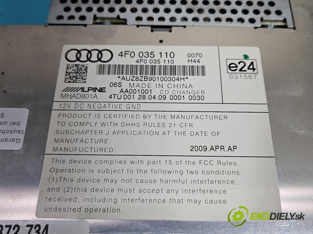Audi A6 C6 2004-2011 3.0 tdi 239KM automatic 176 kW 2967 cm3 5- Menič: cd 4F0035110 (CD meniče)