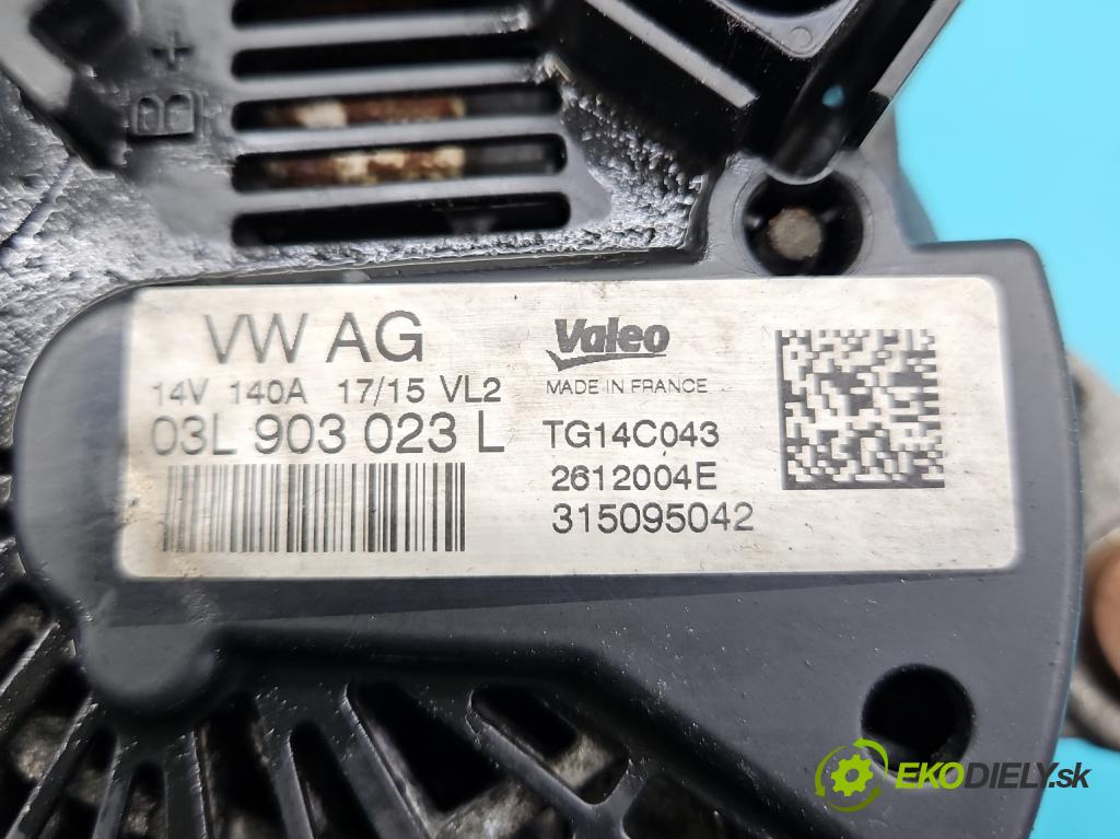 Vw Passat B8 2014 - 2.0 tdi 150 hp automatic 110 kW 1968 cm3 5- Alternator 03L903023L (Alternátory)