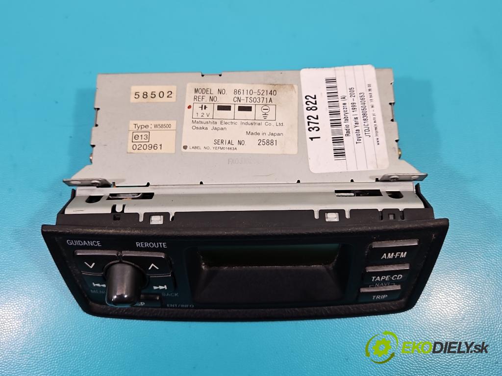 Toyota Yaris I 1999-2005 1.4 D4D 75 HP manual 55 kW 1364 cm3 3- Radio originál 86110-52140