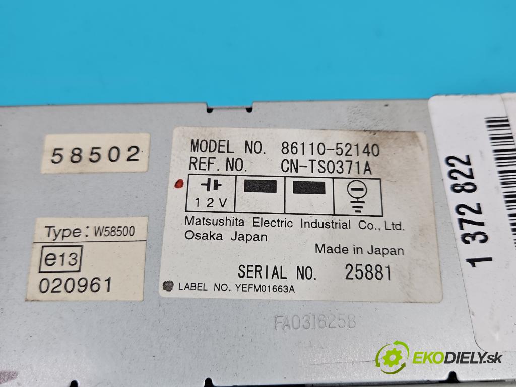 Toyota Yaris I 1999-2005 1.4 D4D 75 HP manual 55 kW 1364 cm3 3- Radio originál 86110-52140