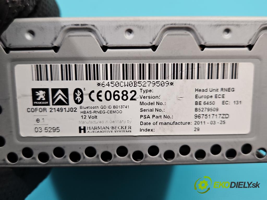 Citroen C5 II 2008-2017 2.0 hdi 163 HP manual 120 kW 1997 cm3 5- Radio originál 96751717ZD