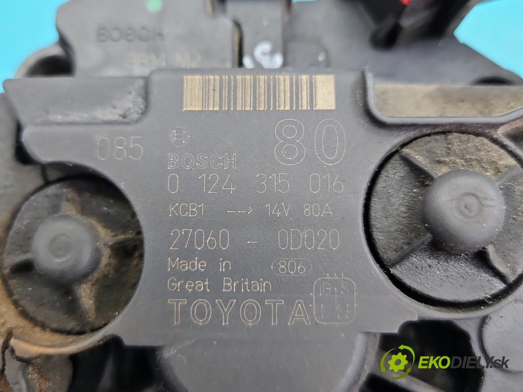 Toyota Corolla E12 2001-2009 2.0 D4D 90 hp manual 66 kW 1995 cm3 5- Alternator 27060-0D020 (Alternátory)