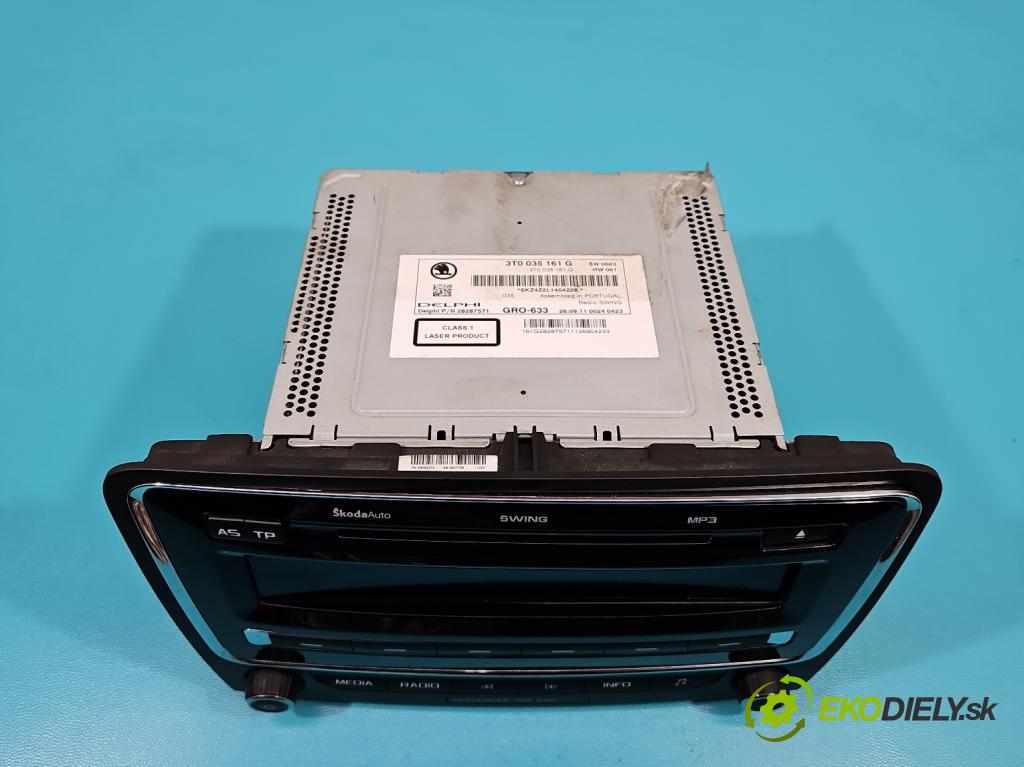 Skoda Superb II 2008-2015 1.6 tdi 105 HP manual 77 kW 1598 cm3 5- Radio originál 3T0035161G