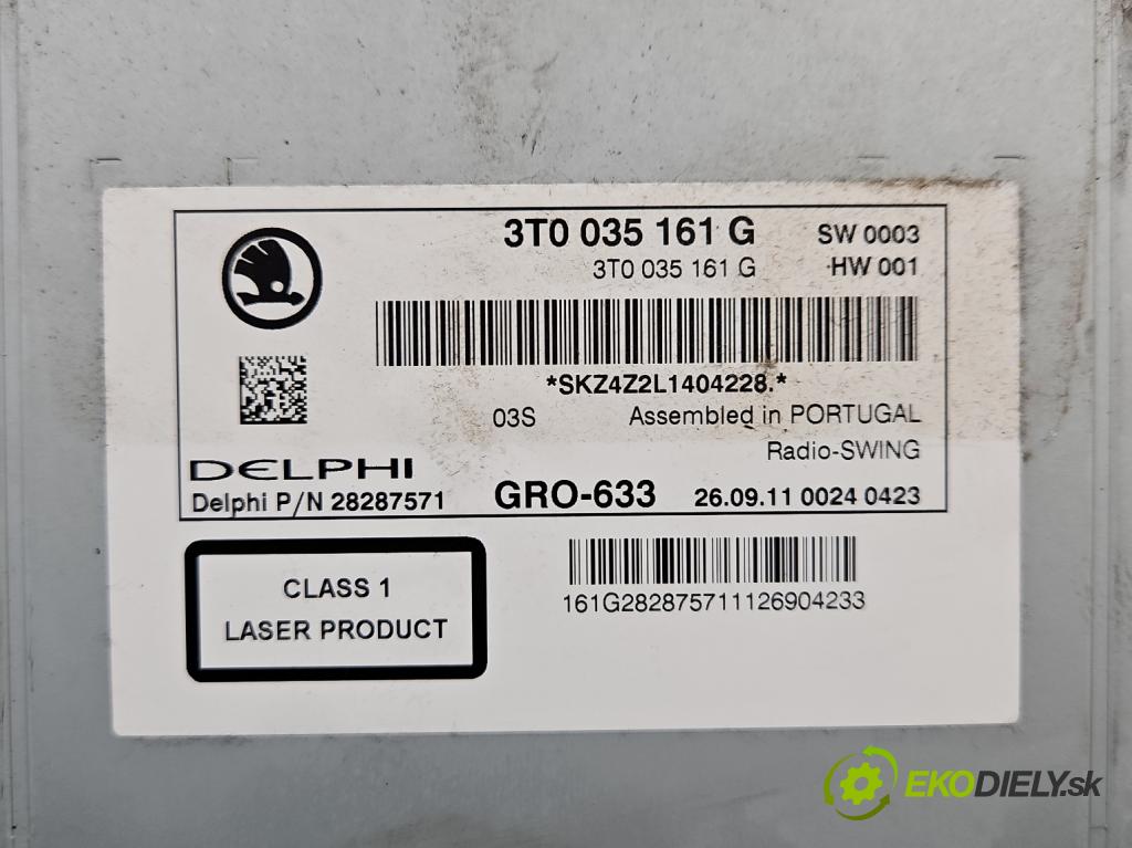 Skoda Superb II 2008-2015 1.6 tdi 105 HP manual 77 kW 1598 cm3 5- Radio originál 3T0035161G