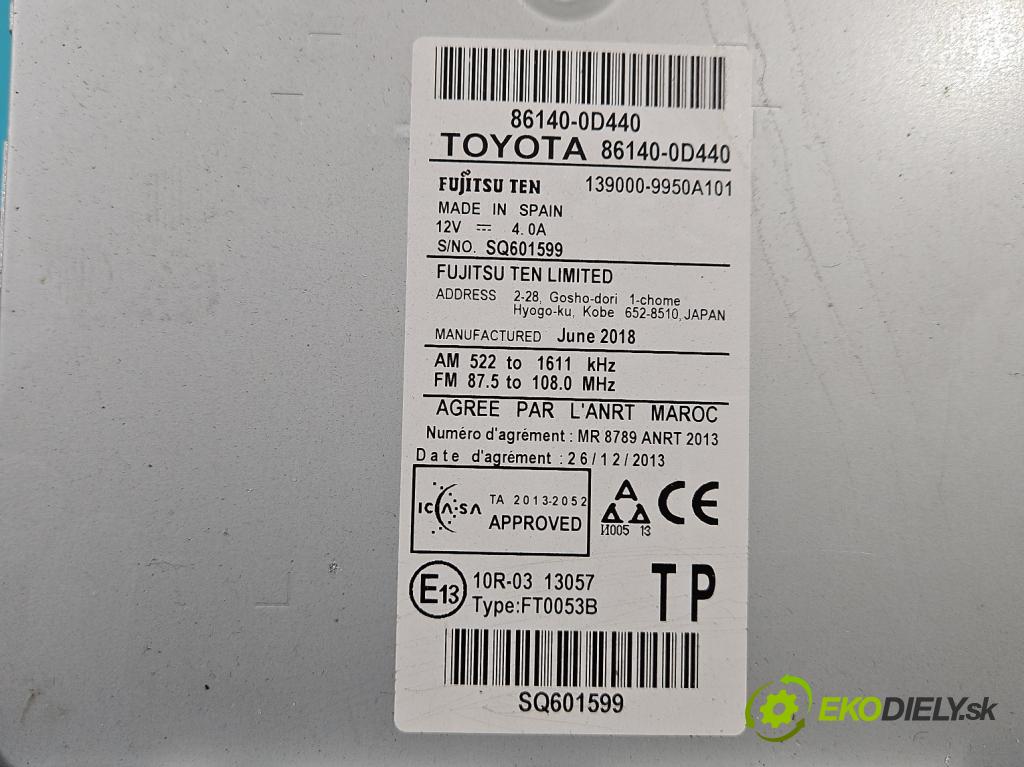 Toyota Yaris III 2011-2020 1.5 VVTi 111KM manual 82 kW 1496 cm3 5- Radio originál 86140-0D440