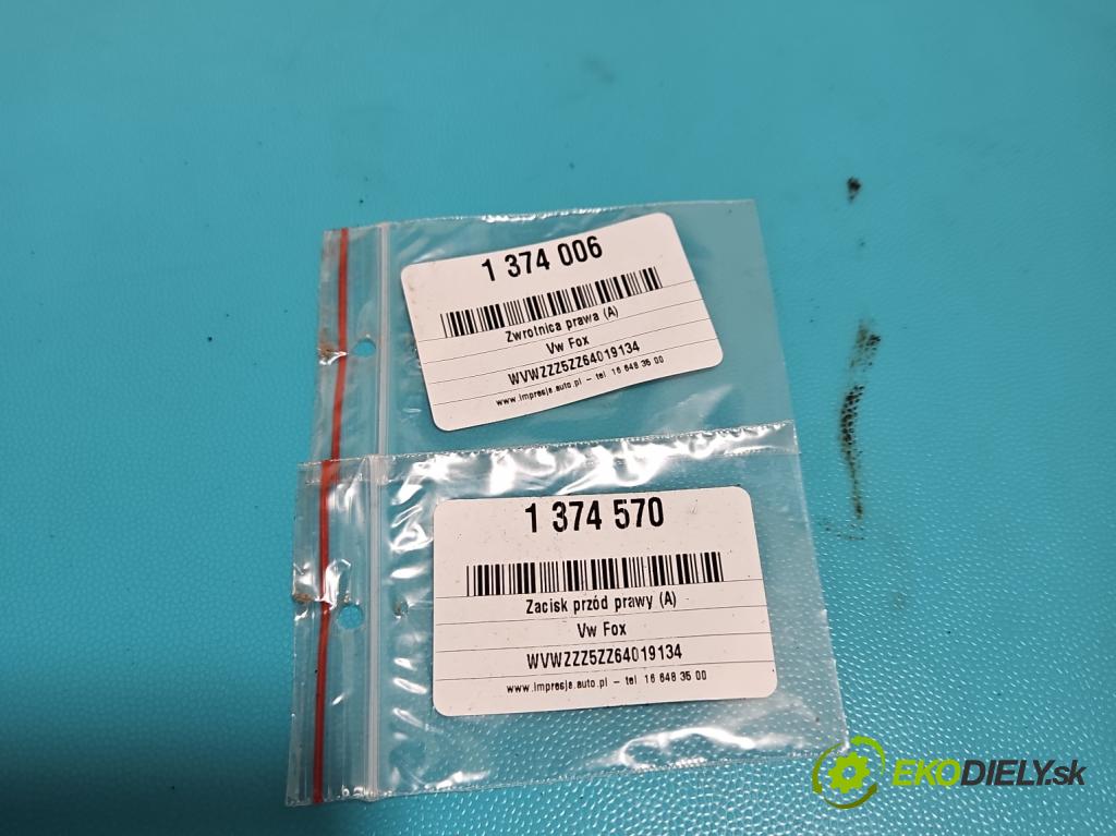 Vw Fox 1.2 6V 54 HP manual 40 kW 1198 cm3 3- brzdič predné pravý  (Ostatné)