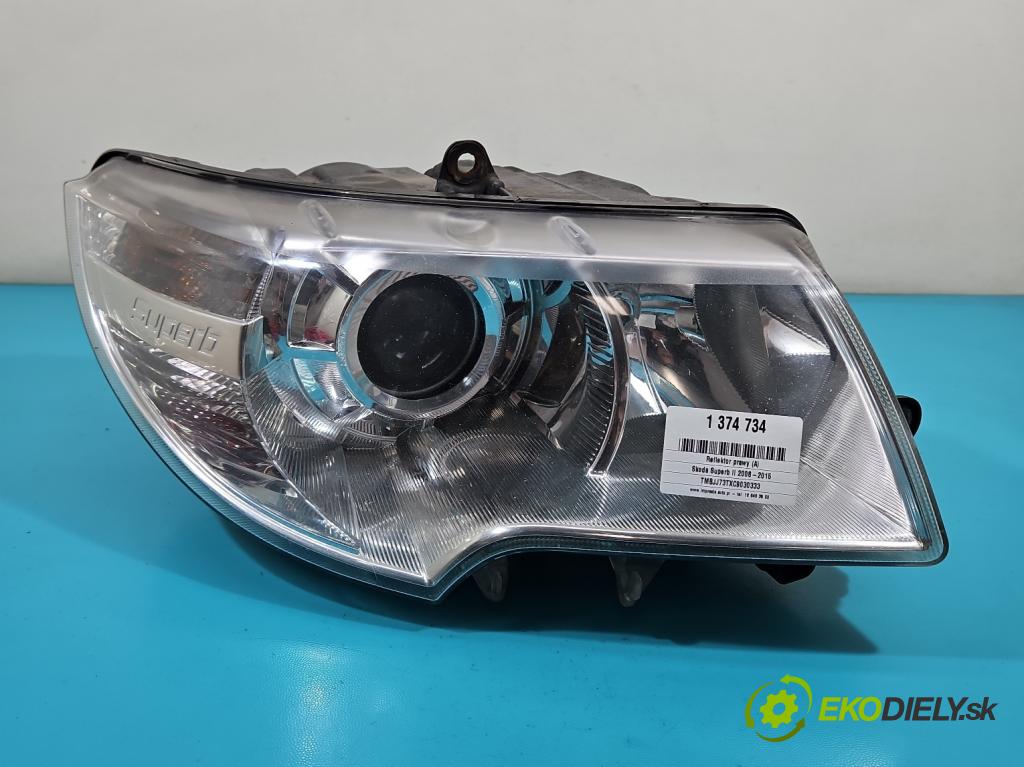 Skoda Superb II 2008-2015 1.6 tdi 105 HP manual 77 kW 1598 cm3 5- Reflektor: pravý  (Pravé)