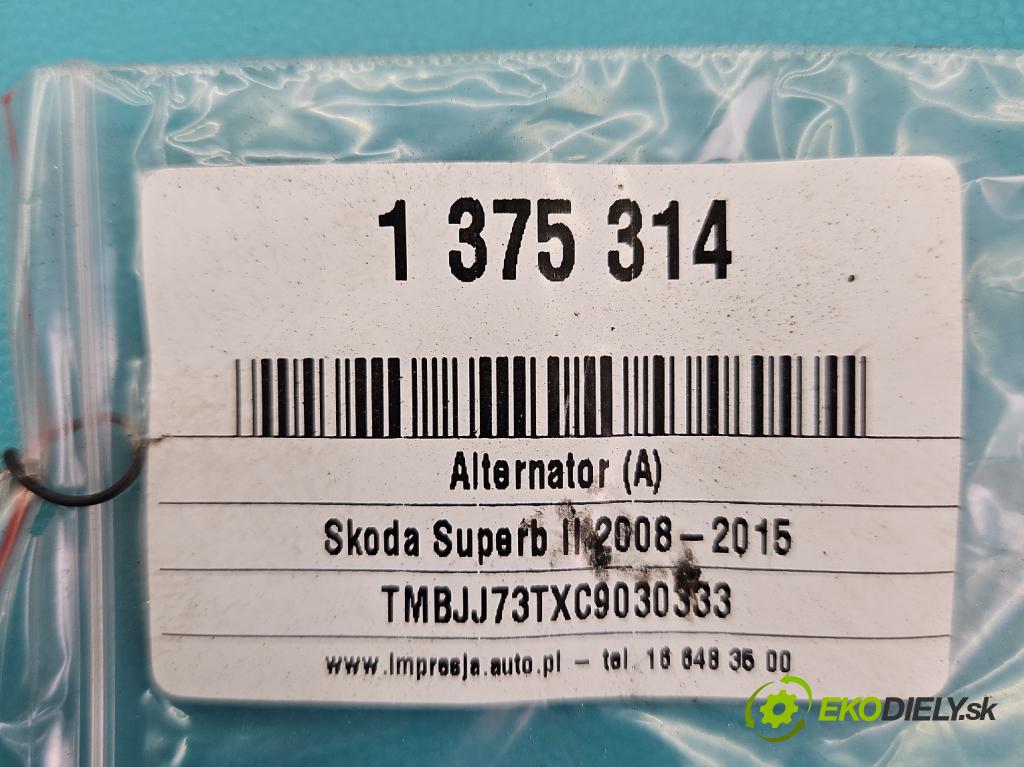 Skoda Superb II 2008-2015 1.6 tdi 105 hp manual 77 kW 1598 cm3 5- Alternator 03L903023 (Alternátory)