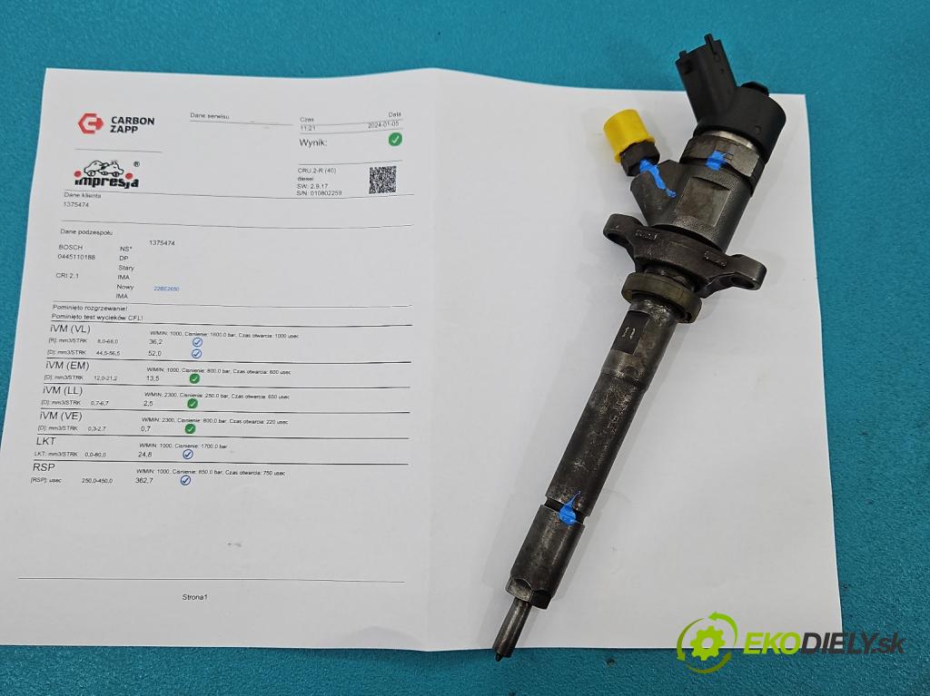 Ford Focus Mk2 2004-2011 1.6 tdci 109 HP manual 80 kW 1560 cm3 5- vstrek 0445110188 (Vstrekovače)