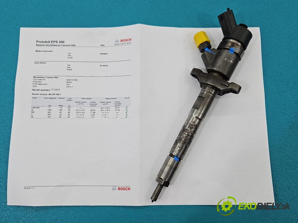 Ford Focus Mk2 2004-2011 1.6 tdci 109 HP manual 80 kW 1560 cm3 5- vstrek 0445110188 (Vstrekovače)