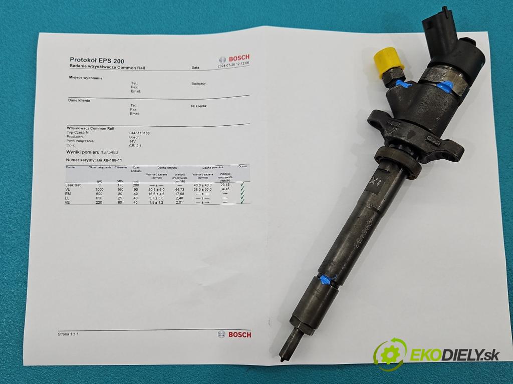 Ford Focus Mk2 2004-2011 1.6 tdci 109 HP manual 80 kW 1560 cm3 5- vstrek 0445110188 (Vstrekovače)