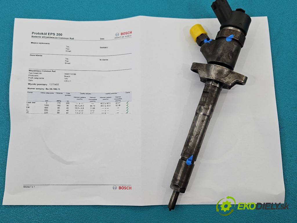 Ford Focus Mk2 2004-2011 1.6 tdci 109 HP manual 80 kW 1560 cm3 5- vstrek 0445110188 (Vstrekovače)