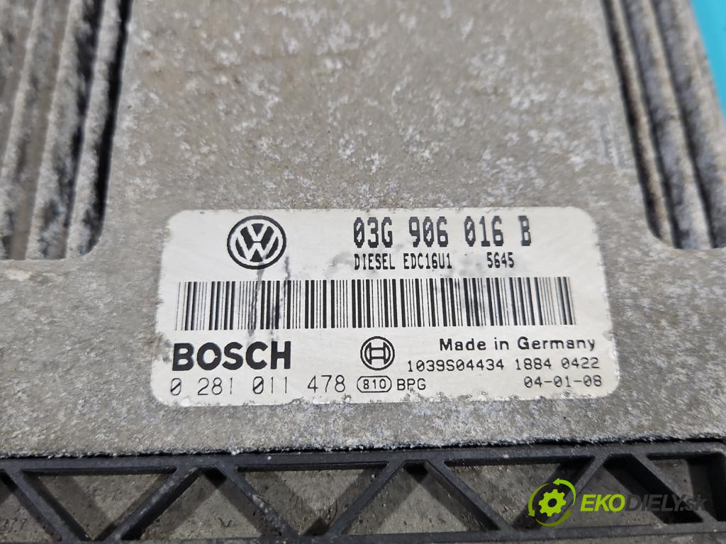 Vw Golf V 2003-2009 1.9 tdi 105 hp manual 77 kW 1896 cm3 5- řídící jednotka motoru 03G906016B
